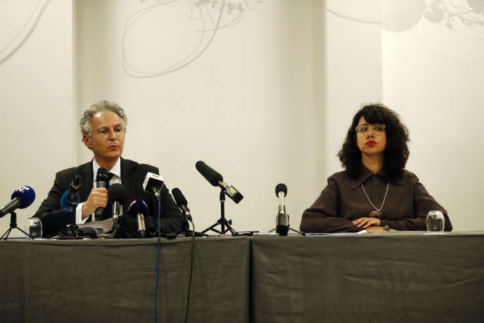 Zimeray and Finelle lawyers when they submit cases to the UN in march 2019 copyright Thibault Camus AP